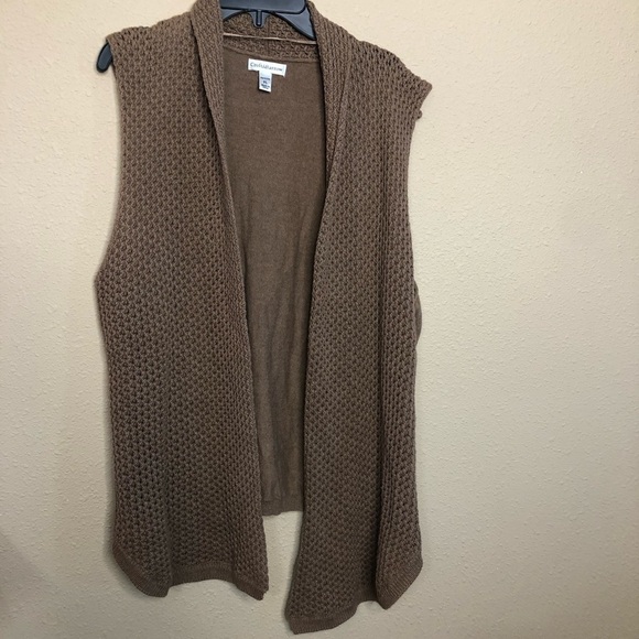 Croft & Borrow Brown Crochet Sleeveless Cardigan Women’s size PL - Picture 1 of 5